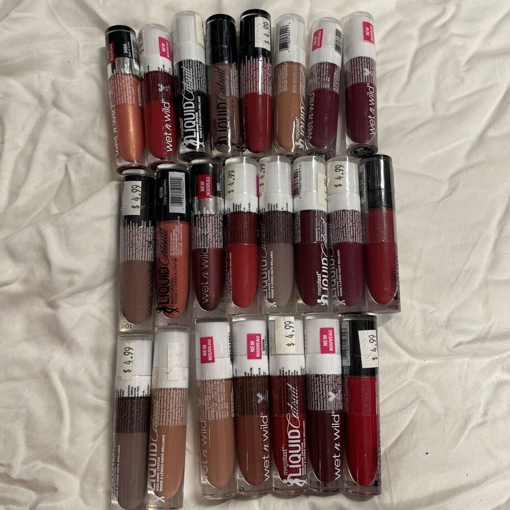 New Lot of 23 Wet n Wild Megalast Liquid Catsuit Matte Lipstick High Shine Matte